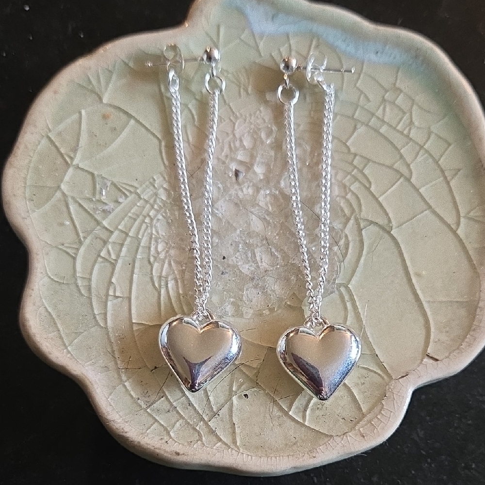Gorgeous Silver Rope Heart Earrings